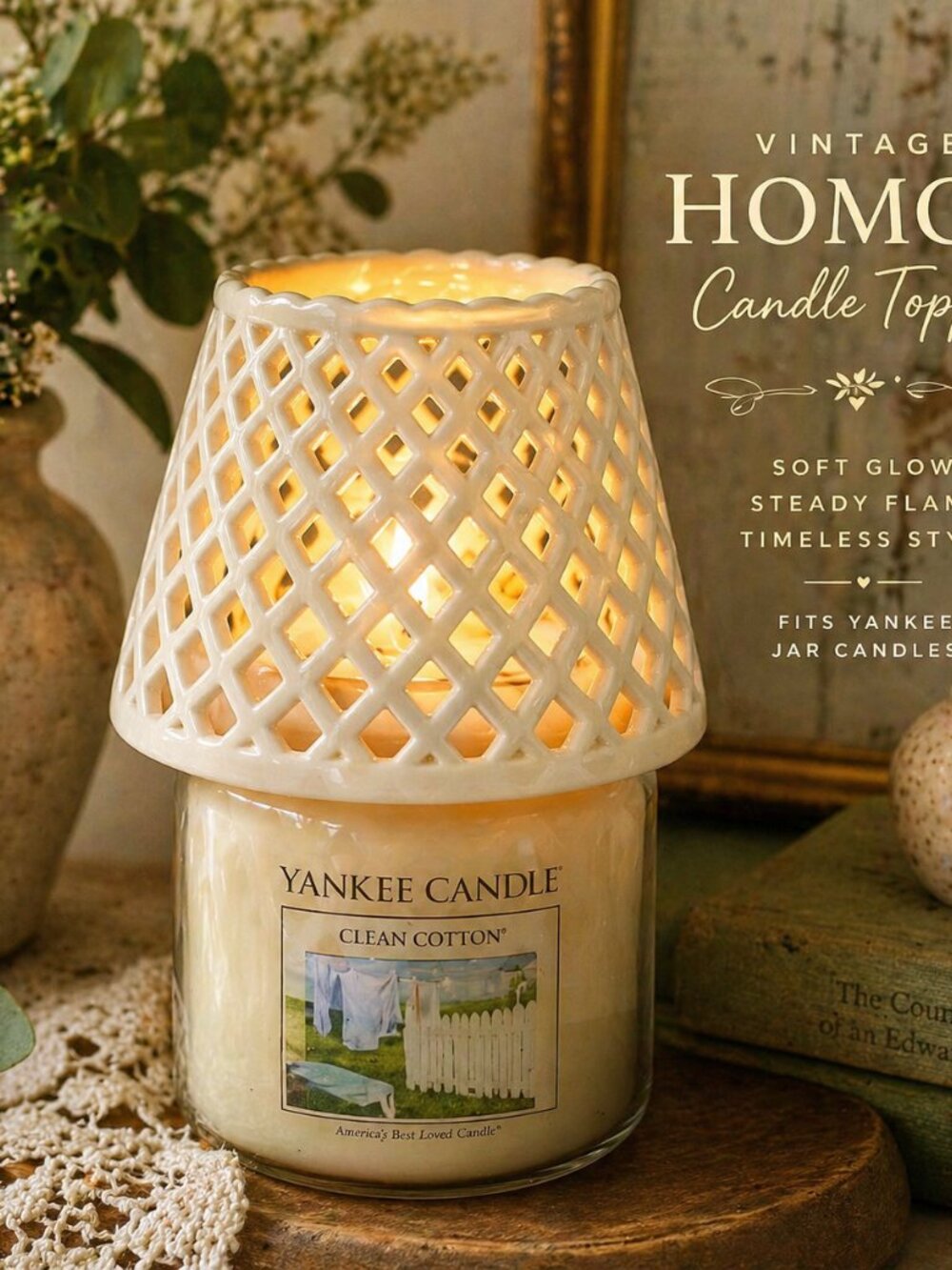 Vintage Homco Lattice Candle Topper / Shade